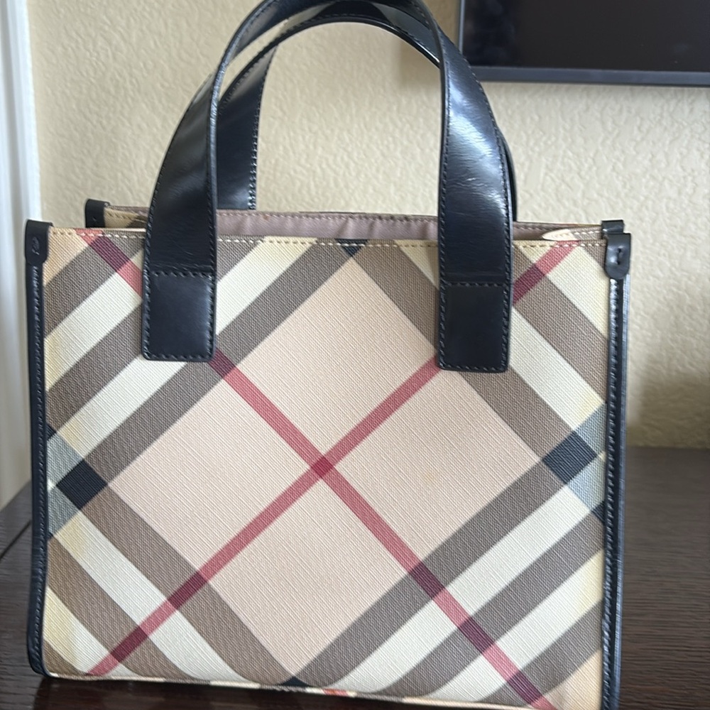 Burberry Black and Cream Mini Tote Bag with Signature Design - Picture 4 of 12